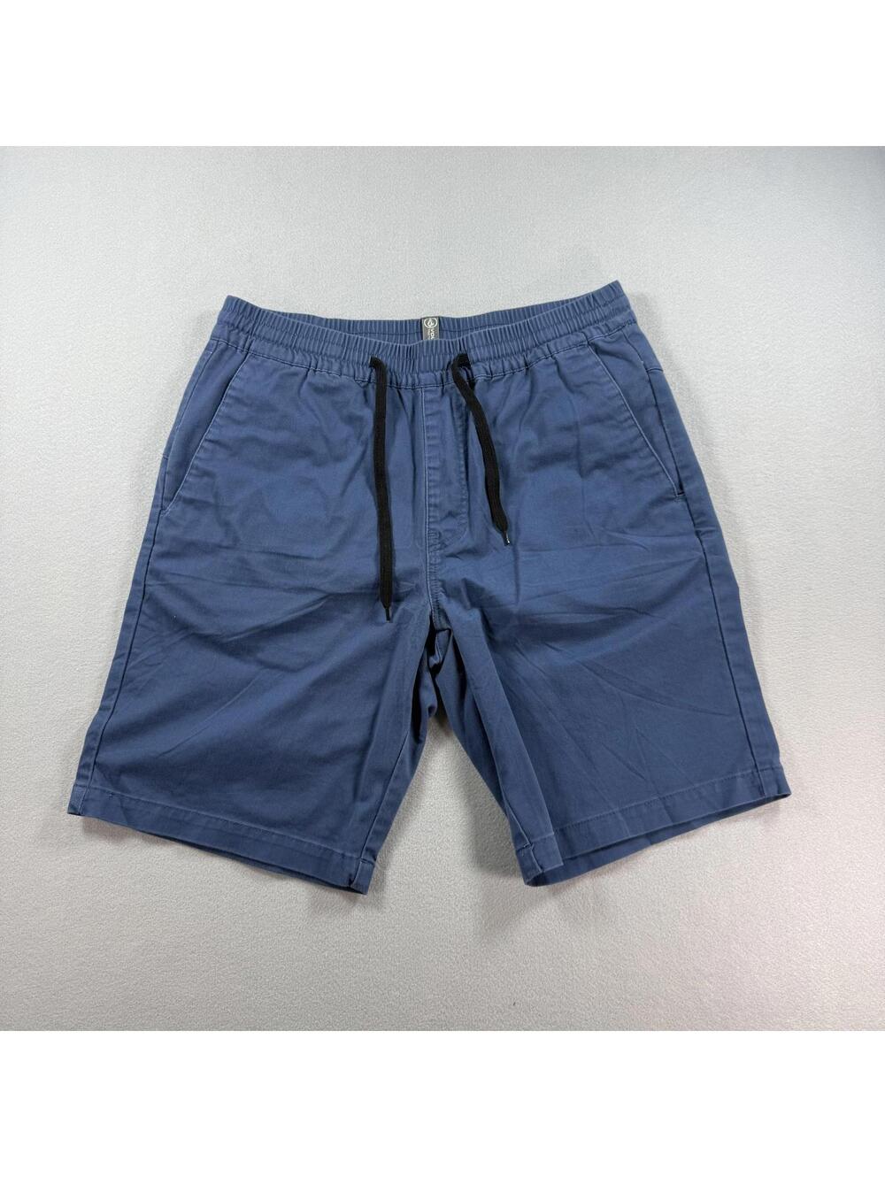 Mens Blue Volcom Drawstring Flat Front Shorts 9" Inseam
